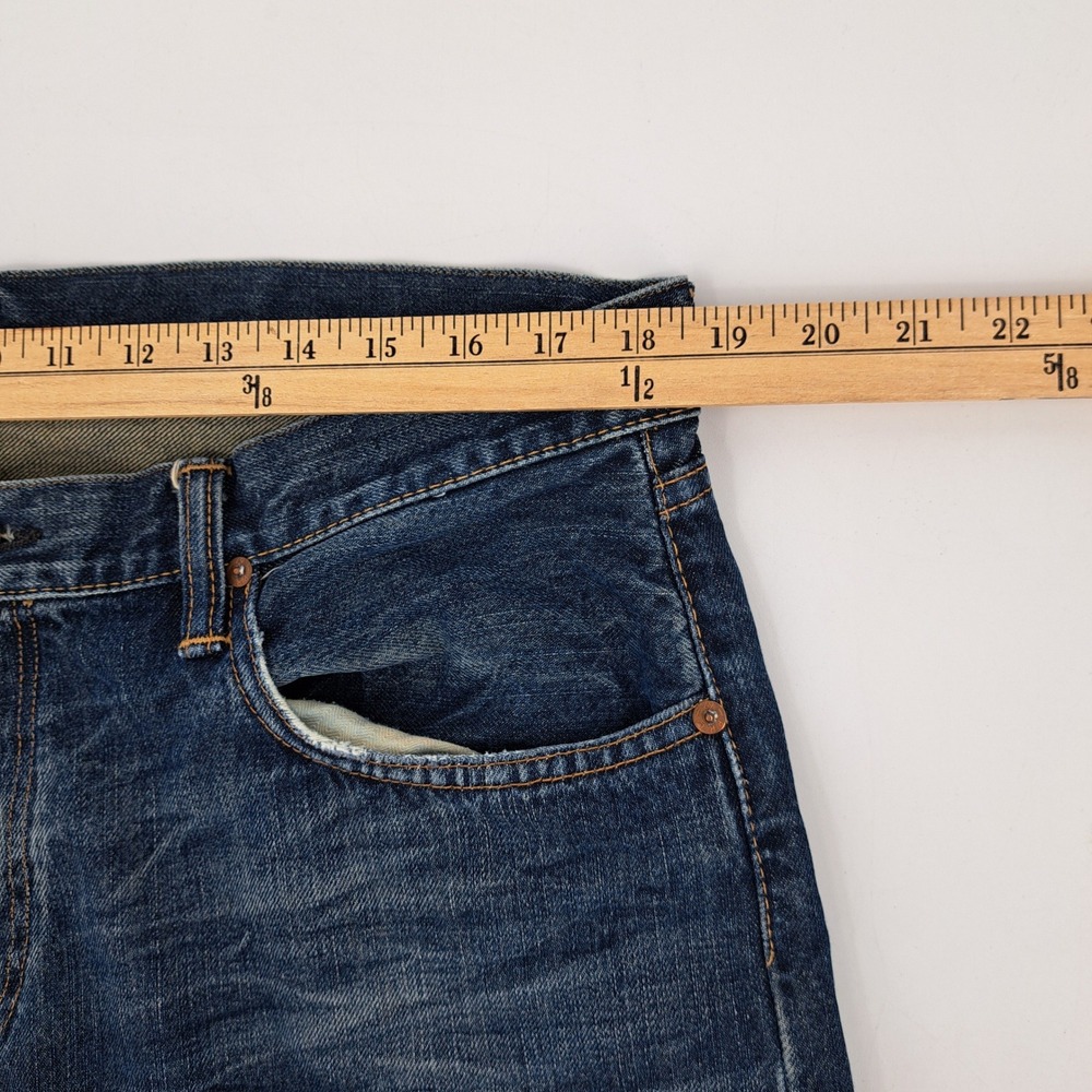 Polo Ralph Lauren Straight Leg Jeans Mens 36x32 Blue Medium Wash Distressed - Picture 7 of 11